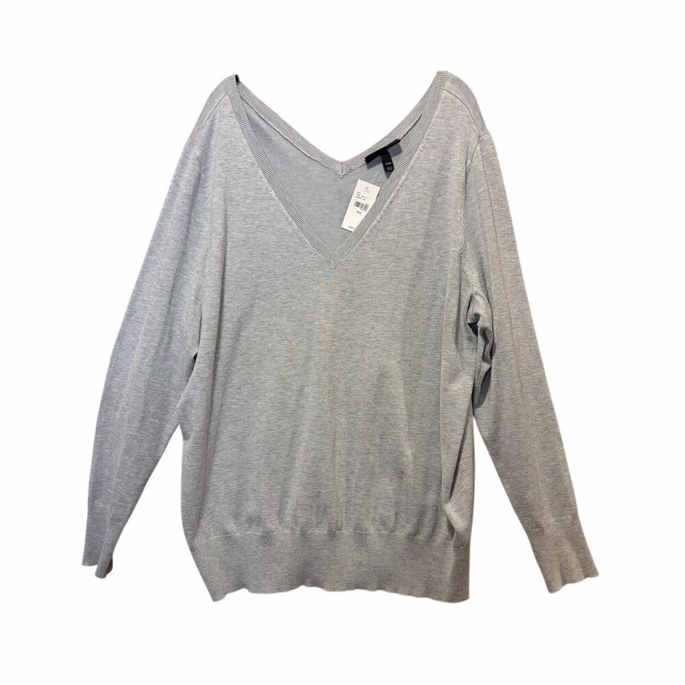 Lane Bryant Plus Size XXL Double V Neck Sweater NWT Gray Soft Classic 18/20 READ